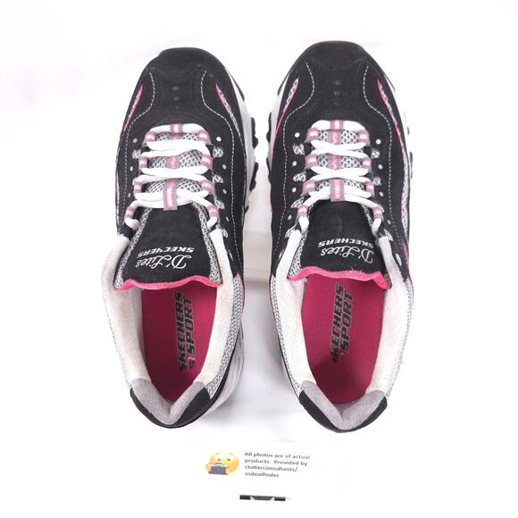 Skechers DLites Athletic Running Lace Up Shoe Womens Size 6.5 11617 Black White - Picture 6 of 9